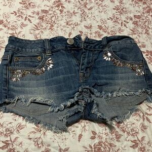 American Eagle Outfitters Blue Jean Shorts with Silver Accents